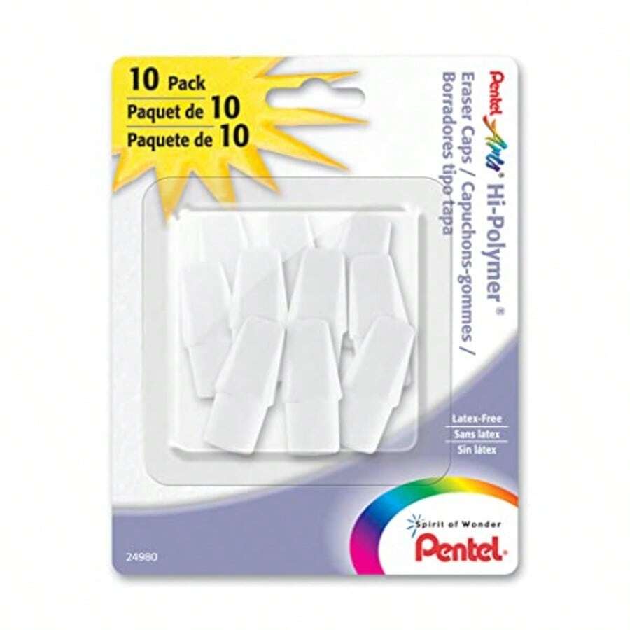 Pentel Arts ZEH02PABP10 - Borradores de tapa blanca de polímero de alta calidad paquete de 10 - Blanco - Ver 1