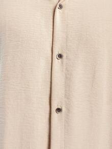 Men's Short Sleeve Shirt With Priest Collar, Linen Look - Assorted Colors - Comfortable - 米色 - 查看 4