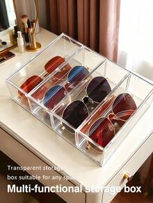 A Transparent, Four-Drawer High-End Luxury Eyeglasses, Sunglasses, And Accessories Storage Box, Suitable For Dressing Table Storage (Stackable). This Drawer-Style Storage Box Is Ideal For Organizing Sunglasses, Eyeglasses, Watches, Jewelry, Cosmetics, Accessories, And Other Items. It Is Scratch-Resistant. The Sunglasses Storage Box Is Made Of Acrylic With A Transparent Frame And Features Four Drawers. Suitable For Both Men And Women, It Can Store Eyeglasses, Jewelry, Watches, Etc. - 彩色 - 查看 7