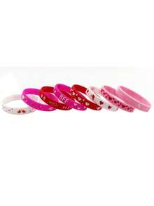8pcs, Valentine's Day Bracelet Silicone Valentine's Day Gift Holiday Party Bracelet Party Favors - Multicolor - View 5