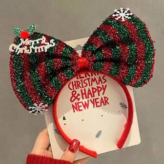 1pc Christmas Big Bow Headband, Christmas Headwear, Family Gathering Role-Playing, Bring You Wonderful Party,Christmas