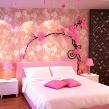 3D Crystal Wall Stickers 2-Pack, Rose Flower Self-Adhesive Wall Decals For Living Room, Entrance, TV Background, Modern Home Art Decor For Valentine's Day, Christmas, Thanksgiving, Harvest Festival, Mother's Day Gifts - 粉色 - 查看 2