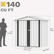 6x4ft Metal Outdoor Storage Shed, Waterproof Tool Shed Heavy-Duty Storage Unit With Lockable Door And Vents, Ideal For Bicycles, Tools, Lawnmowers, Backyards, Patios, Lawns - White,Equipment Garage, Backyard Workshop - 白色 - 查看 5