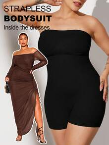 1pc Plus Size Women Seamless Shapewear, Tummy Control & Butt Lifting - Black - View 1