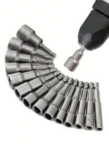 带六角公制/英制套筒的气动螺丝刀扳手，适用于自攻螺丝的电动螺丝刀 - 彩色 - 查看 1