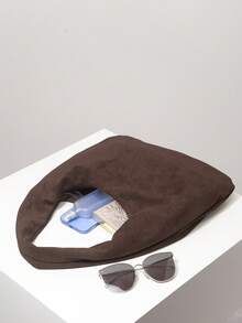 Ladies Tote Bags, Shoulder Bag, Brown Purse, Suede Bag, Vintage Bag, Work Bag For Women, Gifts For Women, Elegant Women's Wallet, Suitable For Daily Use, Shopping, Commuting, Outings, Multifunctional, Autumn & Winter - Chocolate Brown - View 5