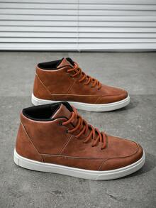 男士休闲高帮运动鞋，防滑运动鞋，厚底运动鞋 - 平紋棕 - 查看 5