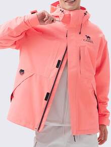 CAMEL CROWN 女士可拆卸防水保暖连帽徒步夹克 - 粉紅黛橙 - 查看 3