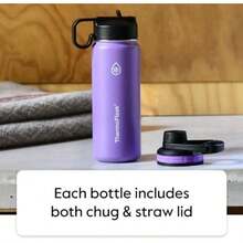 Thermoflask 50055 - Botella aislada con tapa para chug y pajitas, , 18 Oz (532.32 ml)(Morado (Plum) 0.7 Litros) - Multicolor - Ver 3