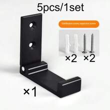5pcs/1set Wall Mounted Aluminum Alloy Folding Hangers, Black Heavy-Duty Metal Hangers, Folding Hooks - Concealed Wall Mounted Clothing Hooks With Screws, Modern Design That Saves Space, No Need For Drilling, Easy To Install, Suitable For Bathrooms, Kitchens