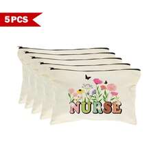 1/5/10个装圣诞节和新年护士节必备主题化妆包，多功能洗漱包，收纳袋，礼品袋，笔袋，零食糖果袋，礼品包装袋，护理学校学生用品整理包，多种尺寸可选，女士礼物，圣诞礼物，女士送礼佳品 - 米色 - 查看 62