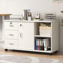 Archivador horizontal móvil de 3 cajones, archivador de oficina - Blanco - Ver 1