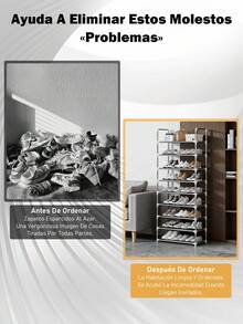 Zapatero de metal resistente de 3/4/5/6/7/8/9 capas, zapatero simple, fácil de montar, adecuado para entrada. Pasillo, dormitorio, sala de estar, hogar, dormitorio. - Blanco - Ver 10