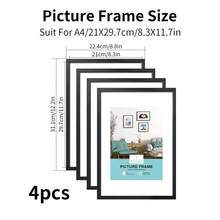 1/2/3/4件装多色铝合金相框 30x40cm/A3/A4，无框金属相框，纤薄窄边框防锈金属框，适用于海报、画布和证书，现代家居、婚礼照片展示、影棚墙面装饰、企业奖品框、办公室画廊装饰（金色/银色/玫瑰金/黑色）