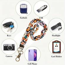 1pc Fashionable Multi-Color Pleated Elastic Lanyard, With Multipurpose ID And Phone Holder, Elegant Necklace-Style Strap, Suitable For Teachers, Nurses, Doctors And Friends - Stretchy Work Badge Holder, Daily Accessory, Boho Style, Lightweight Material, Safety Clasp, Nurse Accessory, Doctor Lanyard - Multicolor - View 6