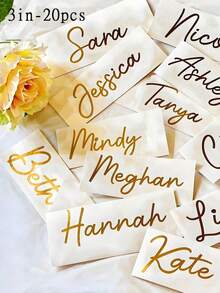 1pc Personalized Custom Name Tag Stickers, Name Decal, Custom Decal Stickers, Name Stickers, Date Stickers, DIY Gifts, Handmade, Handwriting, Wedding Stickers, Gift Stickers. Customizable Holographic Name Stickers For Water Bottles, Lunch Boxes, Personal Items ,Glass, Cups, Rolls, Balloons, Calligraphy Stickers, Gift Box Decorations,