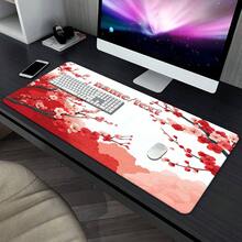 1 pieza Alfombrilla de ratón personalizada con nombre y estampado de flores de ciruelo rojo HD - Alfombrilla de escritorio multifuncional para jugadores de PC, base de goma duradera, diseño floral vibrante, regalo perfecto para familiares y amigos, accesorio de computadora, accesorio de escritorio elegante, superficie suave - 70 x 30 cm (27,5 x 11,8 pulgadas) - Ver 2