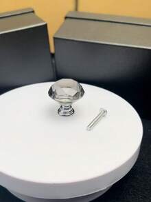 Diamond Handle Set, Multi-Color Options To Enhance Home Decor, Transparent Crystal Handles, Diamond Cut Face Drawer Cabinet Door Pulls, Single Hole Wardrobe Cabinet Handles - Multicolor - View 9