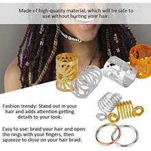 90 Piezas De Anillos De Trenza Para El Cabello, Accesorios Para El Cabello De Metal Plateado Dorado, Pinzas Para El Cabello De Tres Capas, Decoración De Bucles Para Mujeres Y Niñas(default) - Multicolor - Ver 8