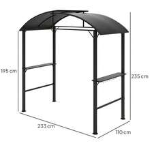 Outsunny Grill Pavilion Windproof Garden Pavilion 233 X 110 X 235 Cm With Double Roof, Shelves, UV Protection Garden Sheds, Steel BBQ Pavilion, Garden Tent For BBQ Parties, Dark Grey - 1 - View 3