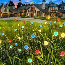 1pc Solar Powered Garden Decor Light, 8 LED Solar Firefly Lights, Solar Garden Lights, Solar Swinging Lights, Suitable For Yard, Patio, Pathway Decoration (Warm White/Color)