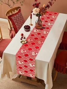 1件装 2026年中国新年快乐桌旗，红色中国新年缎面桌旗，2026新年派对家居房间厨房餐桌装饰，2026新年派对家居房间餐桌装饰，新年派对背景桌旗桌布，家庭派对用品桌布，新年礼物，派对礼品 - 紅色新年 - 查看 5