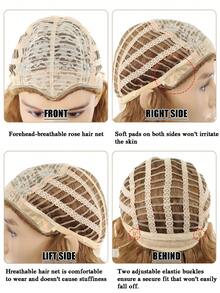 24英寸长金色卷发假发，超级英雄“雷神”角色扮演服装假发，耐热合成假发，万圣节假发 - 棕色 - 查看 8