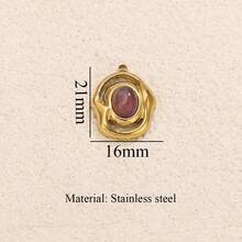 1pc Stainless Steel Minimalist Charm Pendant: Fan, Sun, Water Drop Design Featuring Tiger's Eye Stone Inlay, Black Pendant Necklace & Earring DIY Jewelry Components Women's Stainless Steel Jewelry - 21 Pendant - View 9