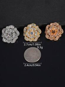2颗/套 玫瑰花多层全钻镂空金属纽扣，适用于服装装饰、DIY工艺品、鞋子、帽子、包包、珠宝礼盒配件 - 彩色 - 查看 3