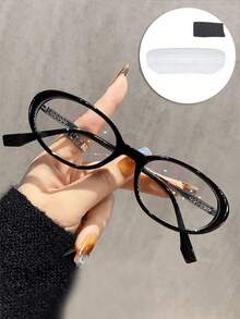 1 件/2 件套装椭圆形小框无度数眼镜，Y2K 复古橄榄绿色镜框，适合休闲和正式服装，适合使用电脑、看电视、玩游戏和操作智能手机，透明镜片时尚配饰 - 彩色 - 查看 15