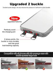 2个手机挂绳挂钩，双头手机挂绳贴纸，插入式手机挂绳挂钩，遥控器挂绳，手机壳挂绳，无胶，仅适用于双孔手机壳 - 彩色 - 查看 3