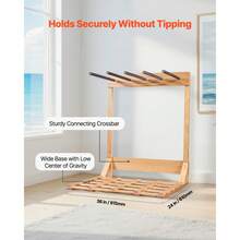 Vertical Surfboard Stand, 4 Tiers Wooden Surfboard Rack For Storage And Display, Freestanding Board Stand Organizer, Surf Board Holder For Wakeboards, Snowboards, Kiteboards, Shortboard, Skis - Floor-standing 4-story Unit - View 3