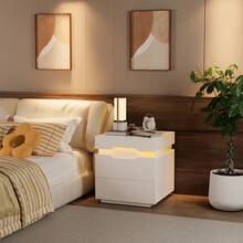 Devoko Nightstand With Charging Station, LED Light And 2 Drawers - 查看 6