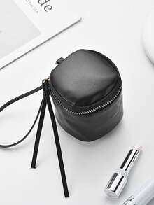 1 Túi đựng đồ trang điểm hình xô tròn nhỏ, Túi đựng đệm khí di động, Ví đựng tiền xu, Túi đựng son môi, Túi xách nữ, Quà tặng cho giáo viên, Thích hợp đựng đồ dùng cần thiết khi đi du lịch, Bãi biển, Tiệc, Ví đựng tiền xu, Quà tặng Ngày của Mẹ, Khuyến mãi mùa đông Túi da PU mới - Nhiều màu - Xem 6