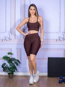 Women's Gym Shorts, Fitness Or Casual - 鏽棕色 - 查看 5