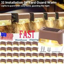 32/16 Piece Set Of Solar Outdoor Garden Lights - Landscape Lighting And Courtyard LED Solar Lights, Solar LED Deck Lights - Automatic Switch, Suitable For Outdoor Stairs, Steps, Fences, Courtyards, Terraces, Walls, Railings Decoration, Terraces And Paths (Warm White), Thanksgiving And Christmas Decoration - 棕色 - 查看 9