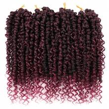 Passion Twist Crochet Hair 10 Inch 4 Packs Boho Short Pre Looped Crochet Twist Hair With Curly Ends Goddess Crochet Braids Bohemian Water Wave Braiding Hair Extension - Multicolor - View 11