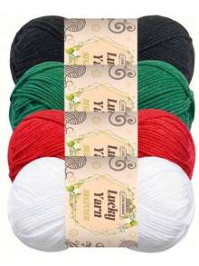200g 4pcs/Set Bright Color Yarn Combo Kit For Beginners, Suitable For Crocheting Hats, Rugs, Tote Bags, Christmas DIY, Autumn/Winter