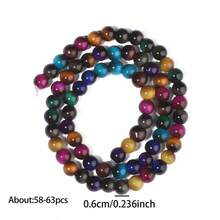 خرز زجاجي ملون بعين النمر بقياسات 6/8/10/12 مم، دائري ناعم، فضفاض لصنع الأساور والعقود والمجوهرات DIY - متعدد الألوان - مشاهدة 12