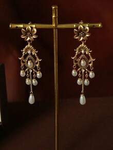 1对圣诞树耳环，圣诞老人驾着雪橇派送礼物，圣诞礼物，女士耳环，耳环 - 彩色 - 查看 3