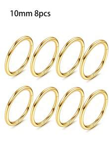 1Pc Unisex Gold Stainless Steel Piercing Ring - Open/Seamless Design For Nose, Ear, Navel & Lip, Fashion Body Jewelry