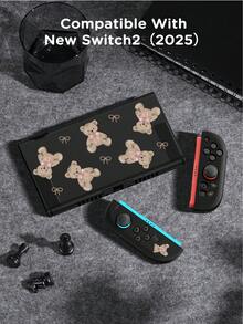 Ayotu 卡通熊蝴蝶结Switch保护壳，兼容新款Switch 2 (2025)/Switch NS/Switch OLED，无需取下保护壳即可安装在底座上，通用游戏手柄保护套，Switch游戏配件，防摔、防滑、防刮，时尚优雅，适合秋季、圣诞节、返校季、冬季等各种场合。 - 彩色 - 查看 18