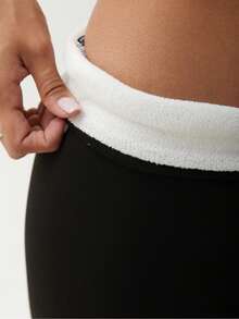 女士休闲保暖打底裤，加厚慢跑裤高腰保暖紧身裤 - 黑色 - 查看 4