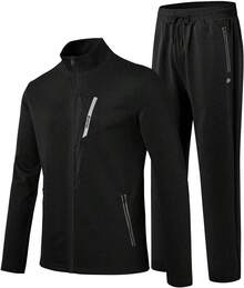 Men's Tracksuits Set Long Sleeve Casual Full Zip Running Sports 2 Piece Outfits - B-dark Grey - View 8