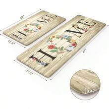 KIMODE Alfombrillas de cocina antifatiga para piso 2 piezas alfombras florales de granja acolchadas cómoda alfombra de espuma viscoelástica antideslizante para fregadero lavandería oficina - Beis - Ver 6