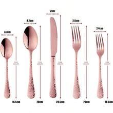 5Piece Rose Gold Silverware Flatware Set Service for 1 Stainless Steel Cutlery Set include Dinner Knife Table Fork Table Spoon Salad Fork Tea spoon for Wedding Dishwasher Safe - 5Ororosa - Ver 7