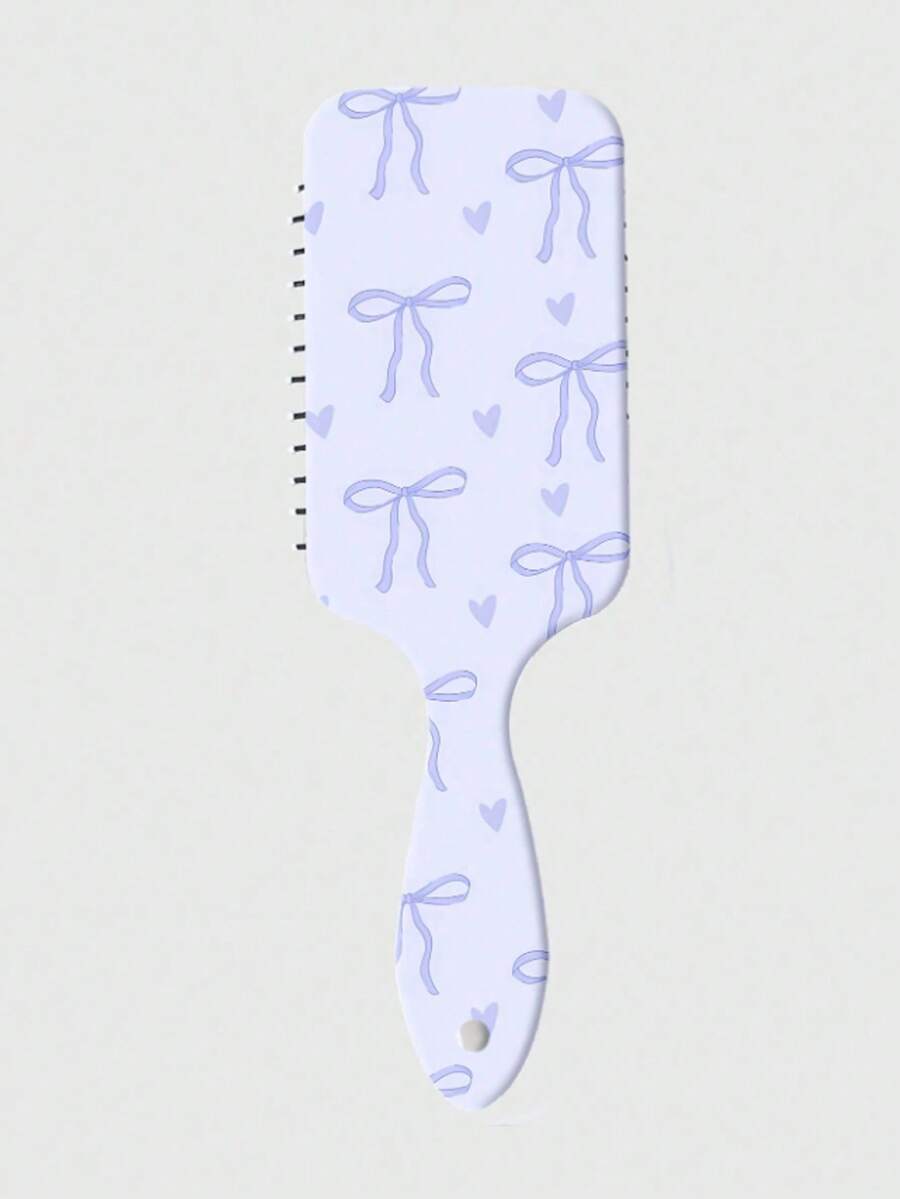 1件裝蝴蝶結粉色豹紋水果櫻桃可愛卡通迷你氣墊按摩髮梳,居家使用,美髮造型套組髮飾 - 紫色蝴蝶結 - 查看 1