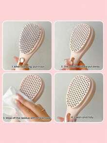 1PC Self Cleaning Retractable Massage Hair Brush, Magic Hair Comb For Hair Debris And Scalp Cleaning, Anti-Static Scalp Massage Portable Comb, Volumizing, Suitable For Home And Salon Use, Easy Styling, Comfortable Handle, Suitable For All Hair Types