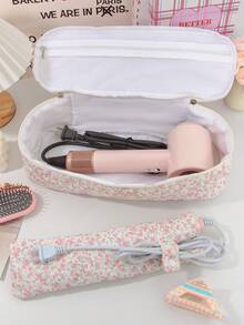 1Pc/Set All Over Ditsy Floral Print Quilted Hair Dryer Storage Bag Mesh Pocket Design Inside Curling Iron Storage Bag Hair Clips Storage Bag Cosmetic Bag Makeup Bag Set Jewelry Organiser Multi-Functional Storage Bag Hair Dryer Holder Hair Tool Bag Set Travel Carrying Organizer Bag For Crimping Hair Tools(Curling Iron, Hair Dryer),Hair Clips,Hair Straightener, Ideal For Home&Travel,Travel Essentials Cruise Essentials Bridesmaid Gifts Mom Gifts - Multicolor - View 5