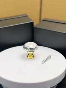 Diamond Handle Set, Multi-Color Options To Enhance Home Decor, Transparent Crystal Handles, Diamond Cut Face Drawer Cabinet Door Pulls, Single Hole Wardrobe Cabinet Handles - Multicolor - View 19